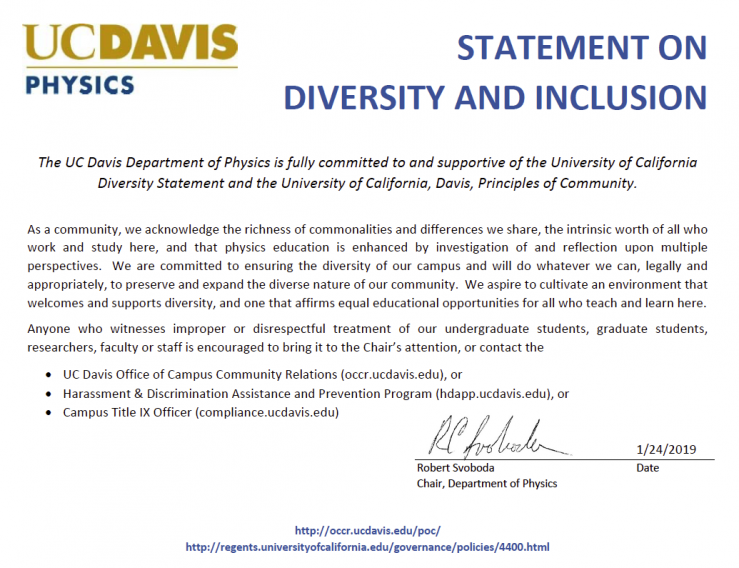 Physics Department statement on diversity and inclusion. Click on this image to download a PDF of this statement.